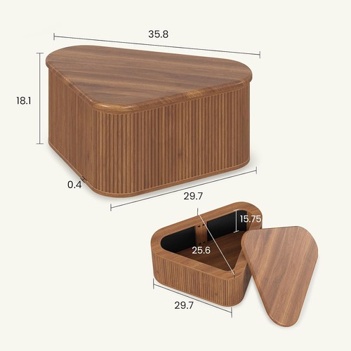 Fluted coffee table - coffee, with